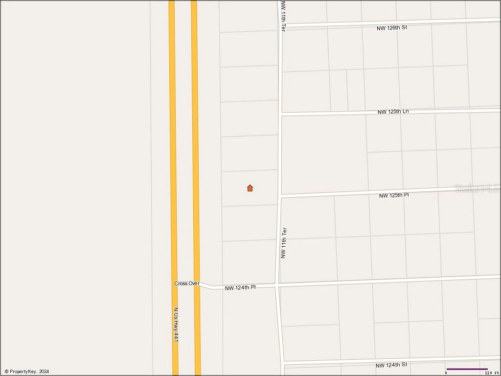 This is a map showing property lines and street names near a highway — TBD N US HWY 441 Lot 10, CITRA, FL