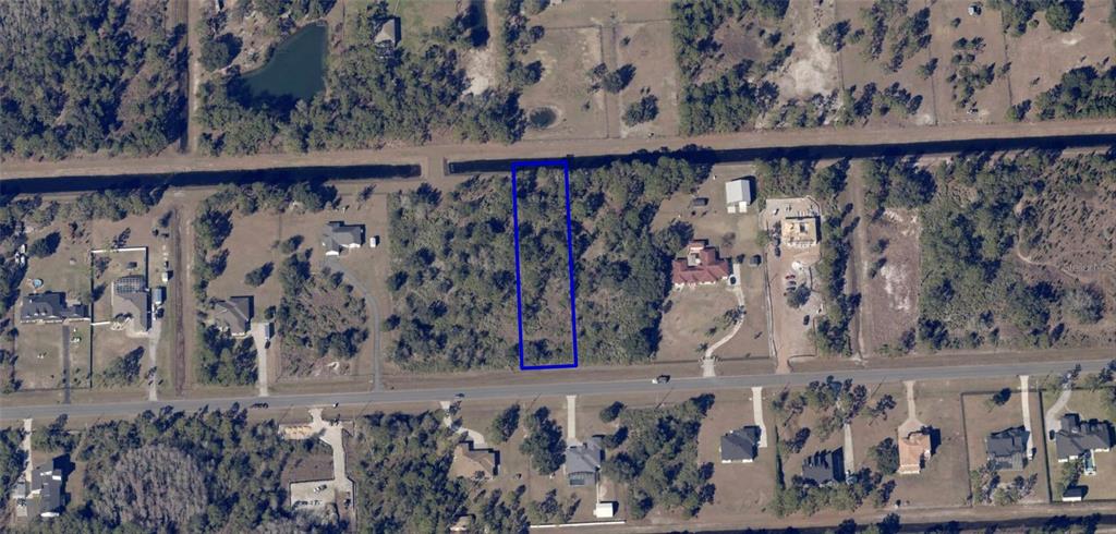 An aerial view shows a rectangular vacant lot outlined in blue between two paved roads — REYNOLDS PARKWAY, ORLANDO, FL
