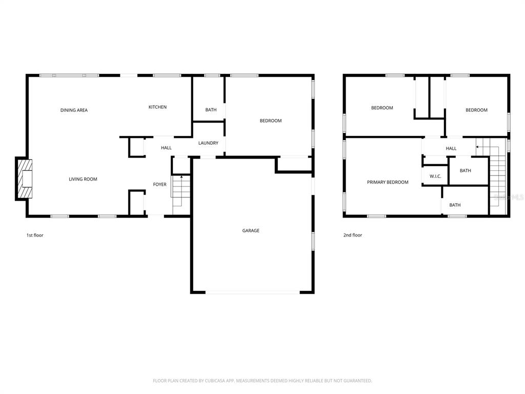 This is a two-story floor plan showing a living area, kitchen, garage, and multiple bedrooms — 1238 SUWANEE ROAD, DAYTONA BEACH, FL