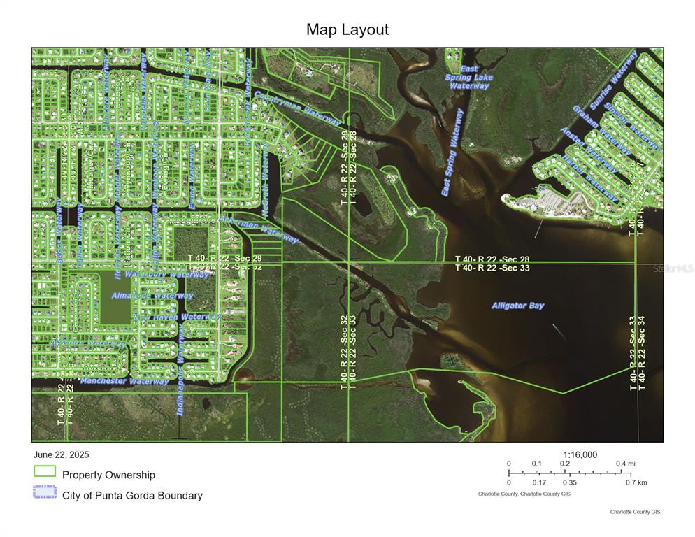 This is a map layout showing property ownership boundaries and waterways in a residential area — 4041 LEA MARIE ISLAND DRIVE, PORT CHARLOTTE, FL