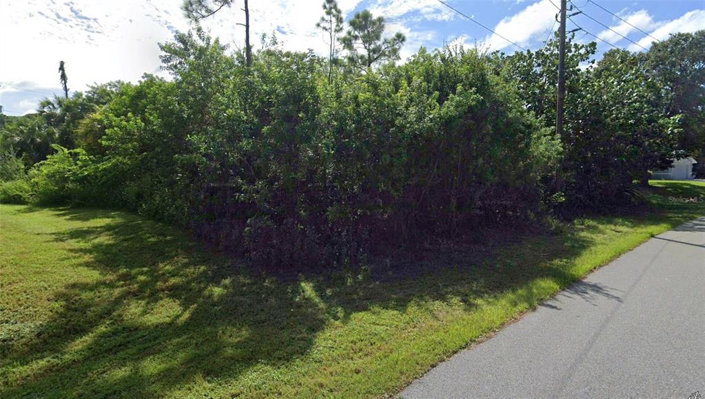 A dense patch of trees and shrubs sits on a grassy corner lot — 1667 RED BUD CIRCLE NW, PALM BAY, FL