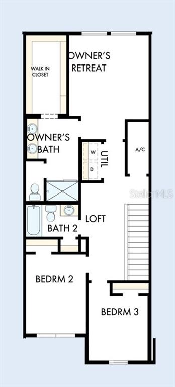 This is a floor plan for the upper level of a three-bedroom home — 1140 WILD CREST LANE, DAYTONA BEACH, FL