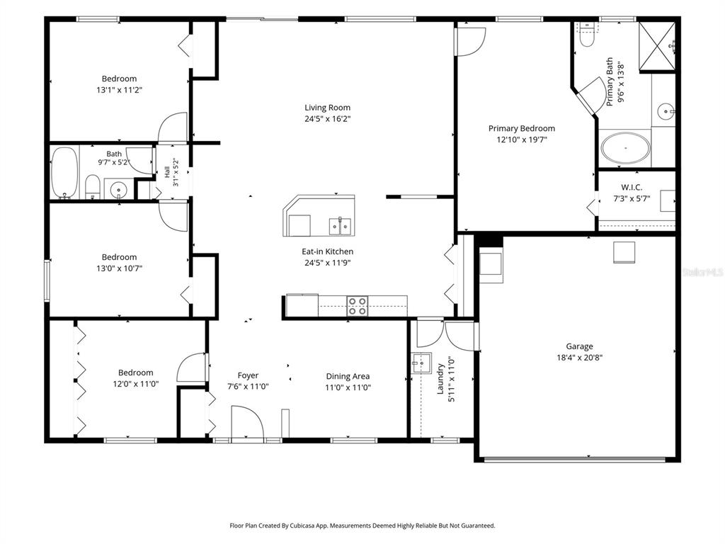 This is a floor plan for a single-story house featuring four bedrooms and a garage — 11436 LAGORCE AVENUE, SPRING HILL, FL