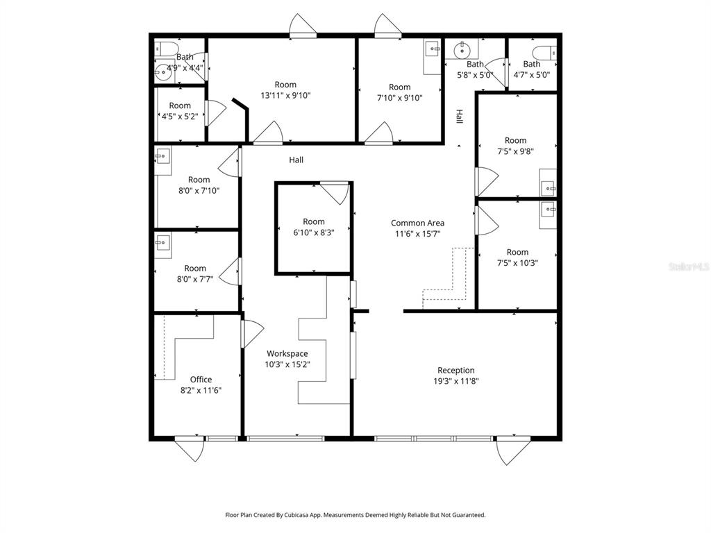 This is a floor plan showing a multi-room commercial or office layout — 936 N SUNCOAST BOULEVARD, CRYSTAL RIVER, FL