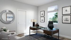This is a rendering of a home office featuring a desk, chairs, and wall art — 6 TREE HOUSE PLACE, PALM COAST, FL