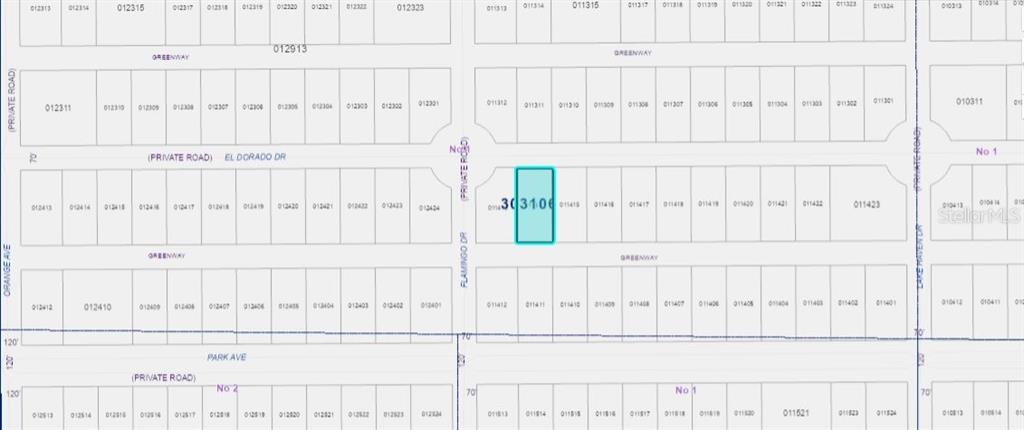 This is a plat map showing a highlighted parcel of land within a residential grid — 621 EL DORADO DRIVE, INDIAN LAKE ESTATES, FL
