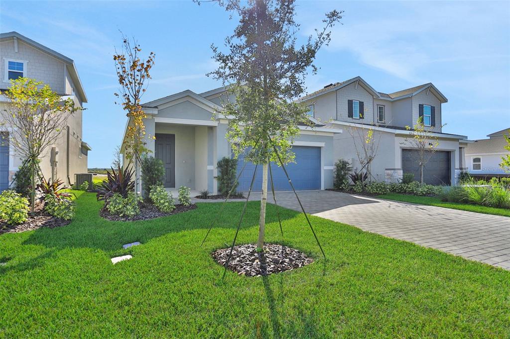 A modern two-story suburban house with a blue garage door and a paved driveway — 13455 TURNLEAF BOULEVARD, PUNTA GORDA, FL