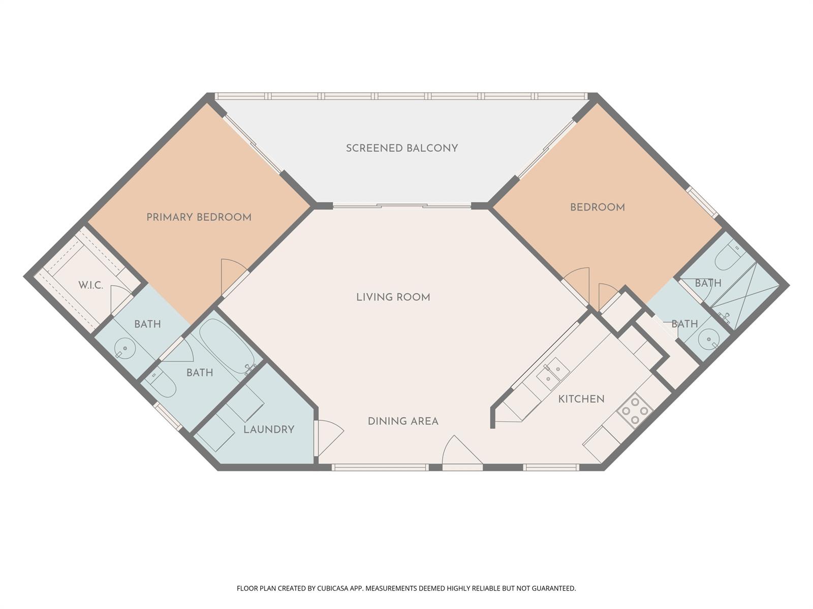 This is a floor plan for a two-bedroom apartment with a screened balcony — 3272 SE Aster Lane # G249, Stuart FL 34994, STUART, FL