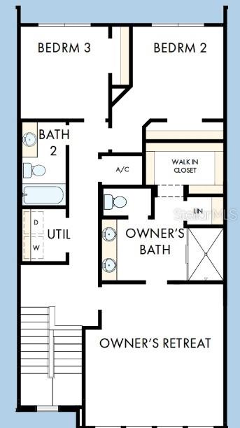 This is a floor plan showing the layout of a residential home's upper level — 1655 SPRINGWELL LANE, SARASOTA, FL