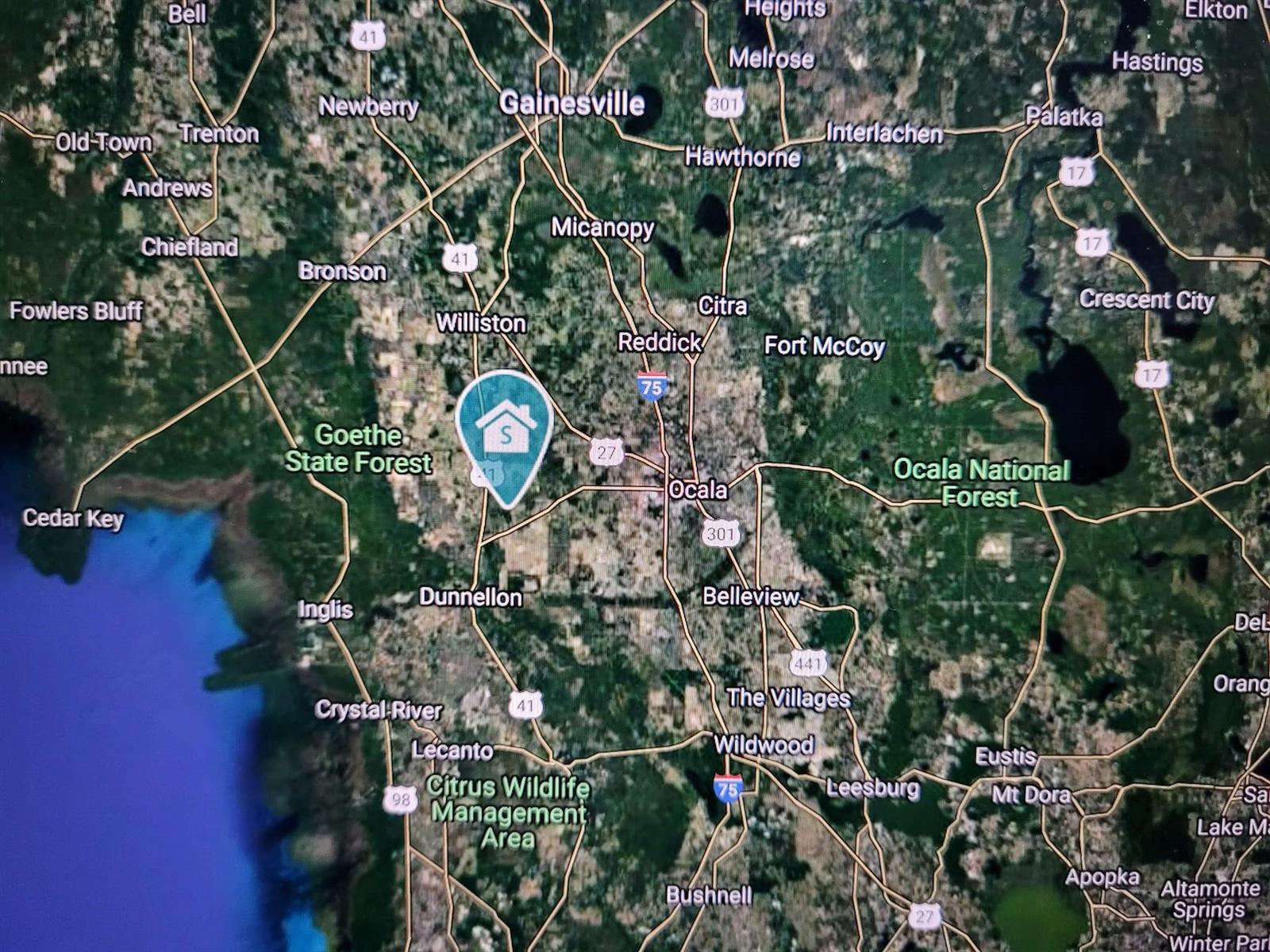 This is a map showing the location of a property in north-central Florida — 0 SW 34 Street, FL 34432, FL