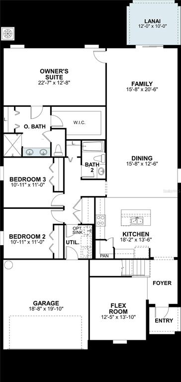 This is a floor plan for a single-story home with a garage and lanai — 11810 PHILLIPOS STREET, DADE CITY, FL