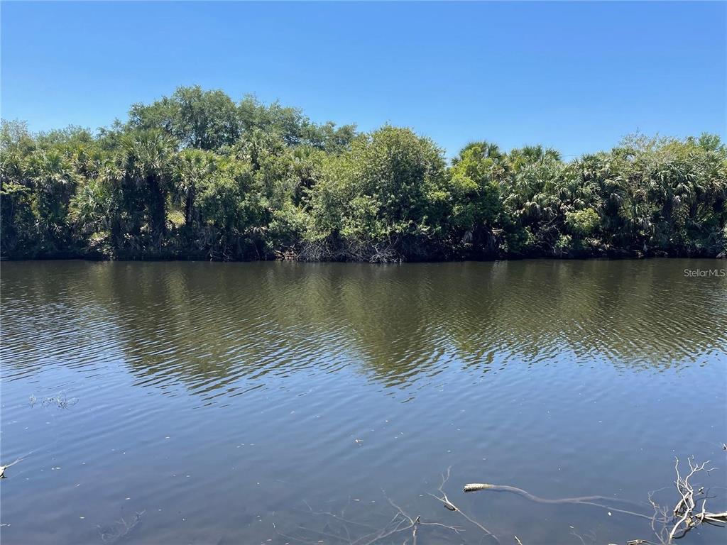 A view of a calm pond bordered by a dense line of trees and vegetation — 4851 KENNETT STREET, NORTH PORT, FL