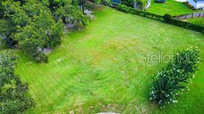 An aerial view of a vacant, grassy residential lot bordered by trees and a fence — 4638 LITTLE GROVE LANE, LAKELAND, FL