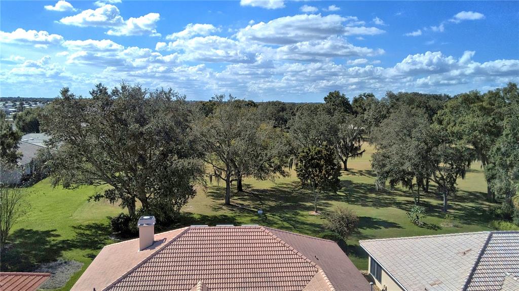 An elevated view shows a tiled roof overlooking a grassy yard with several large trees — 239 GOLF AIRE BOULEVARD, WINTER HAVEN, FL