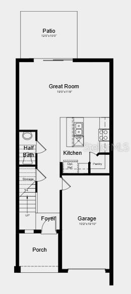This is a floor plan for the first level of a home featuring a garage — 10814 ECLIPSE STREET, SARASOTA, FL