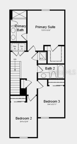 This is a floor plan showing the layout of a three-bedroom residential upper level — 10814 ECLIPSE STREET, SARASOTA, FL