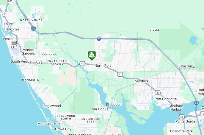 This is a map showing the location of a property in North Port, Florida — SANTURCE AVENUE, NORTH PORT, FL