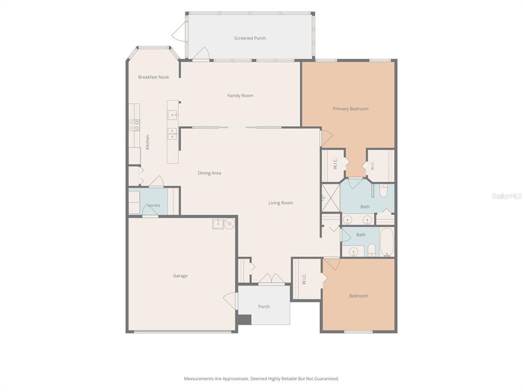 This is a floor plan of a single-story house with a garage and screened porch — 18730 WORTHINGTON DRIVE, HUDSON, FL