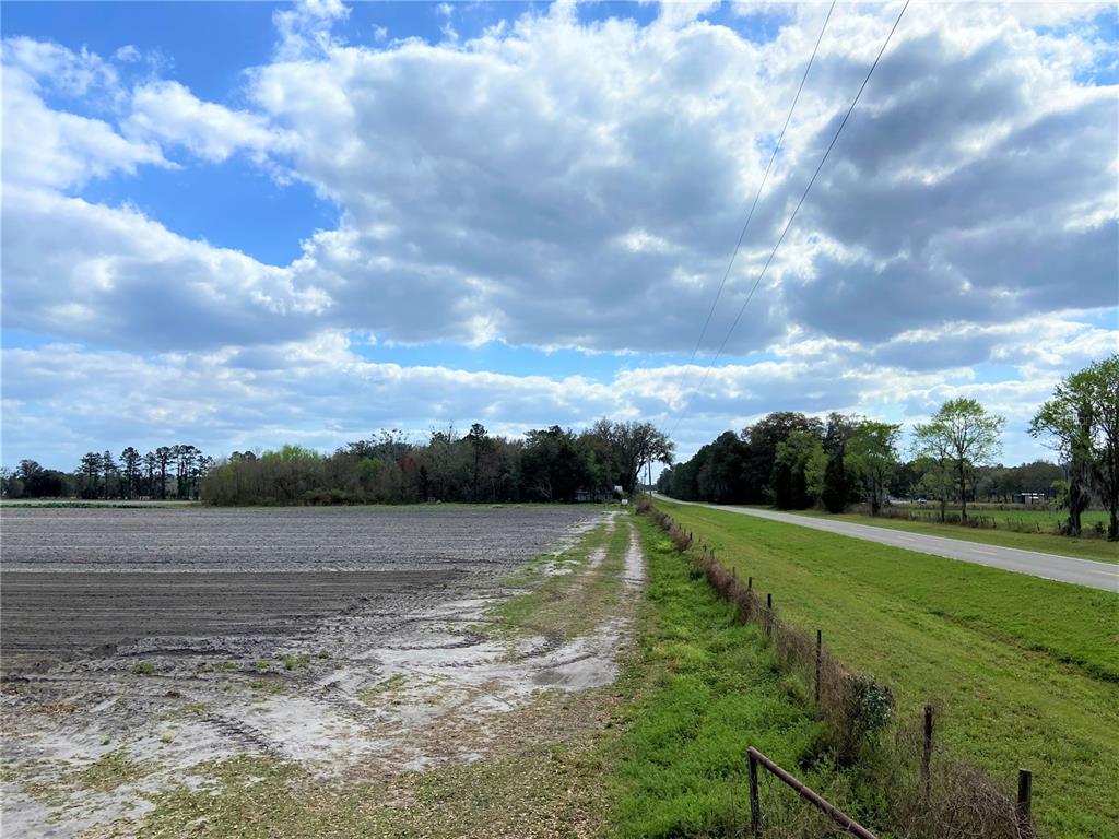 A dirt path runs between a plowed field and a road bordered by a fence — 24103 NW COUNTY ROAD 239, ALACHUA, FL