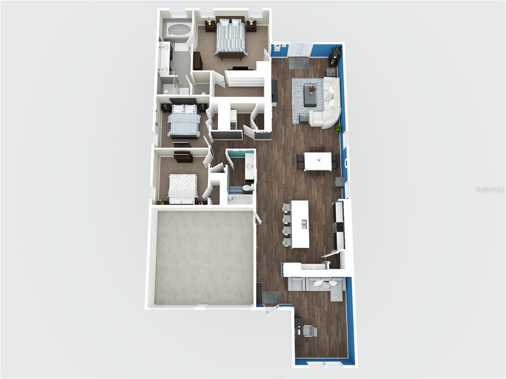 This is a 3D floor plan rendering of a single-story home with a garage — 12073 IMAGINARY WAY, ORLANDO, FL