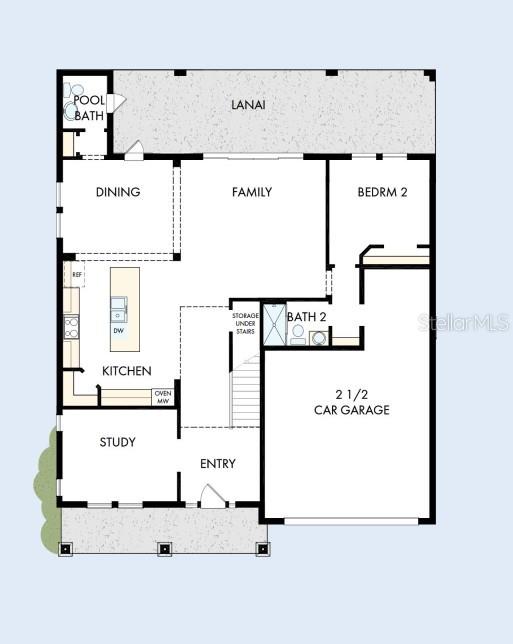 This is a floor plan of a home featuring a kitchen, family room, and garage — 4002 W GRAY STREET, TAMPA, FL