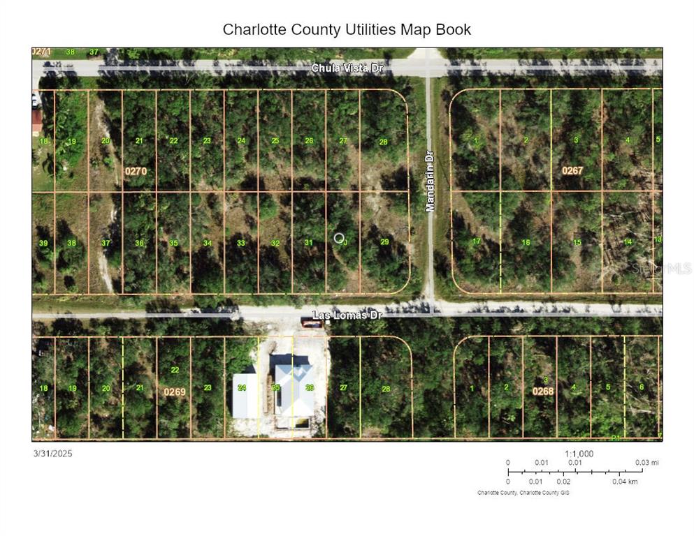 This is a map showing residential lot boundaries and street layouts in Charlotte County — 27248 LAS LOMAS DRIVE, PUNTA GORDA, FL