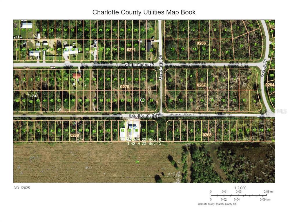 This is a map showing residential property lots and street layouts in Charlotte County — 27248 LAS LOMAS DRIVE, PUNTA GORDA, FL
