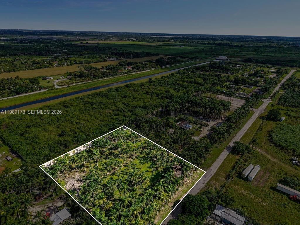 An aerial view shows a rectangular plot of land densely planted with palm trees — 10650 SW 206th Ave, Miami FL 33187, MIAMI, FL