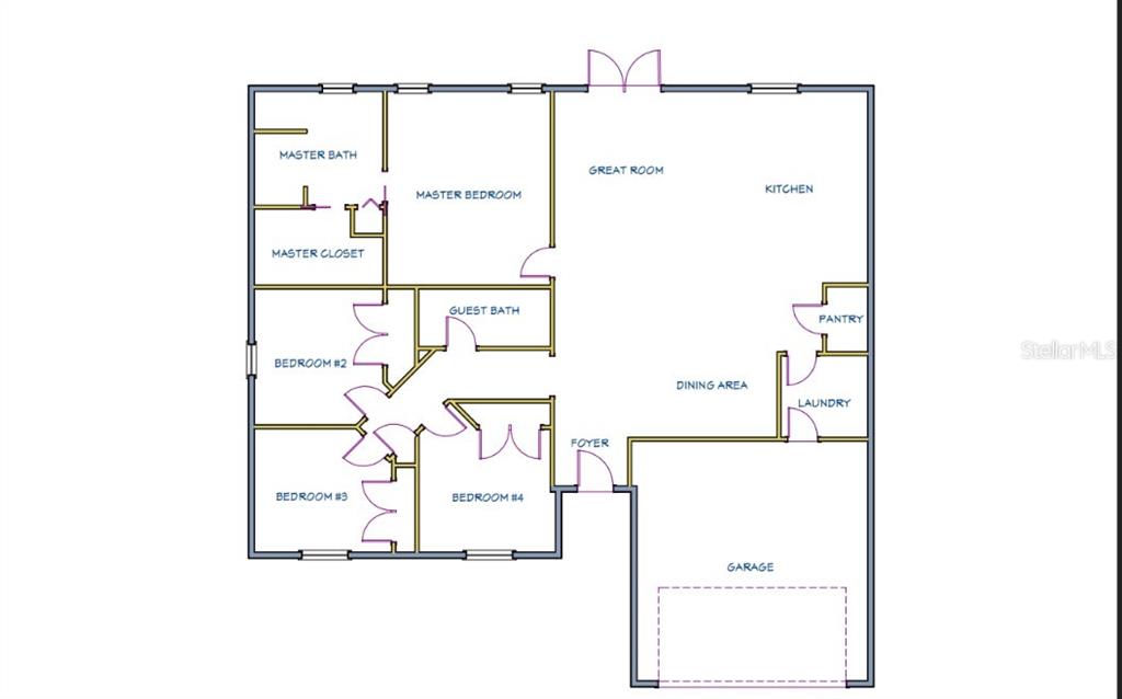 This is a floor plan for a single-story house with four bedrooms and a garage — 6231 SW 207 COURT, DUNNELLON, FL
