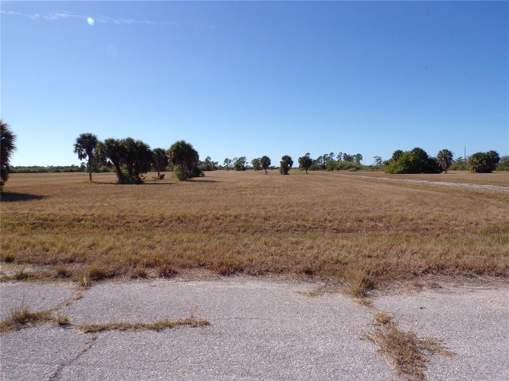 A wide, flat, grassy vacant lot is viewed from an adjacent paved road — 12074 SALITPA COURT, PLACIDA, FL
