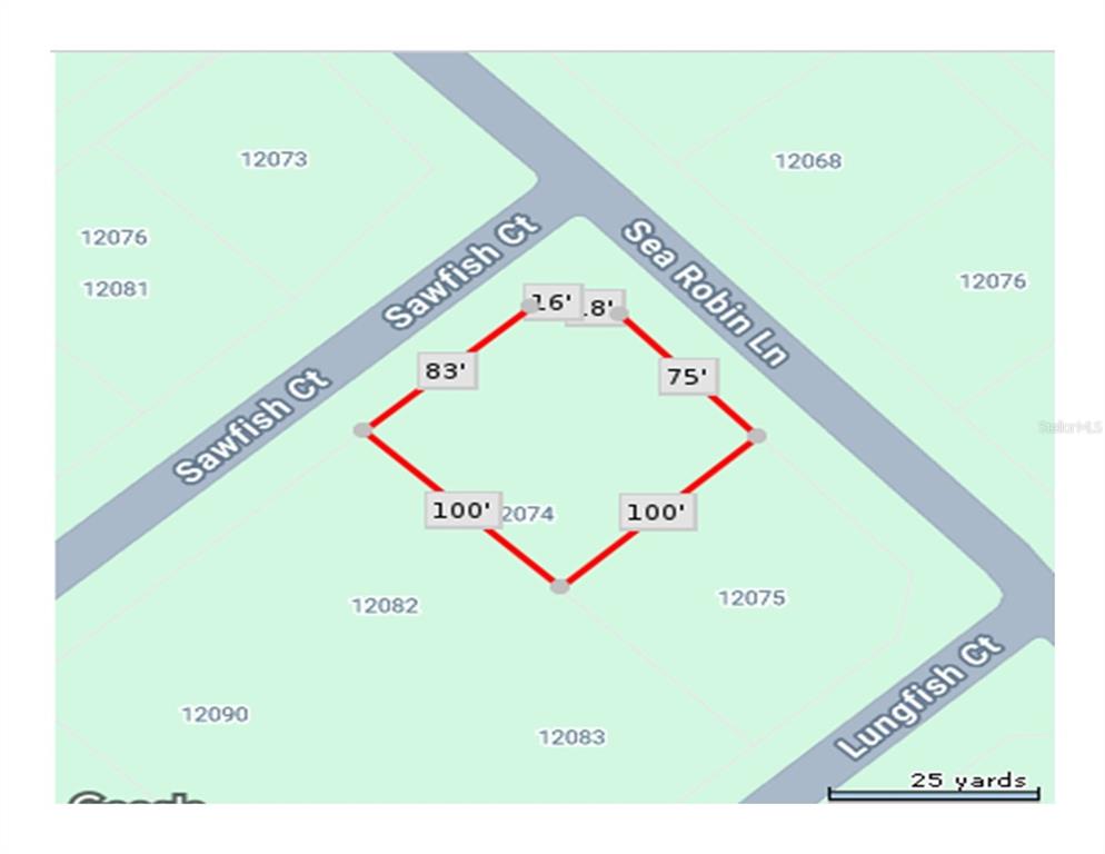 This is a map showing the property lines and dimensions of a residential lot — 12074 SALITPA COURT, PLACIDA, FL