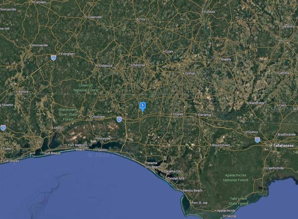 This is a map showing the region surrounding the Florida Panhandle and southern Alabama — 1711 SHORT PNE LANE, WESTVILLE, FL