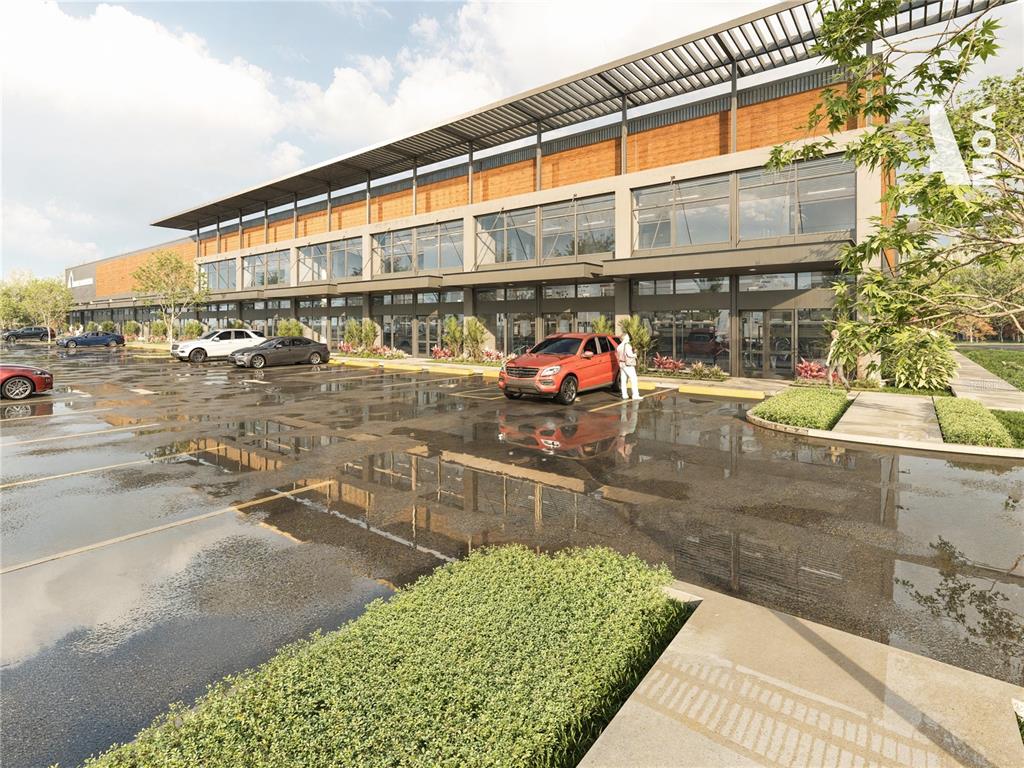 This is a rendering of a modern commercial building with a parking lot in front — 10263 S JOHN YOUNG PARKWAY, ORLANDO, FL