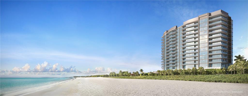 This is an artist's conceptual rendering of a modern high-rise condominium building on a beach — 197 AVENUE DE LA MER UNIT 202, PALM COAST, FL