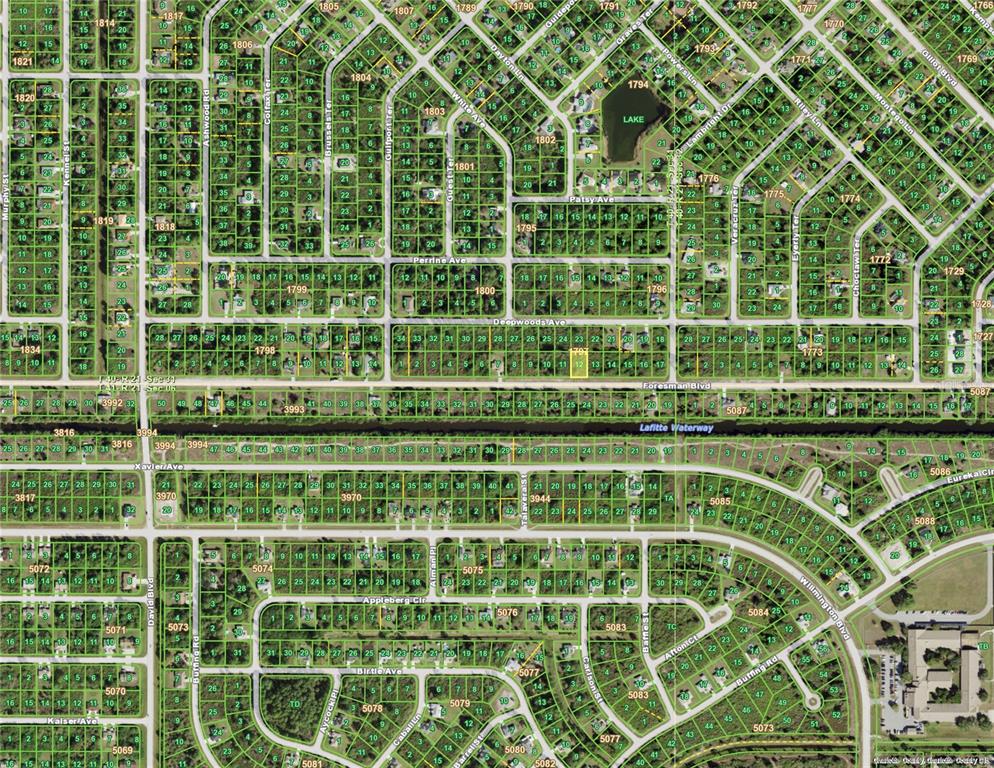This is a map showing residential lots and streets in a suburban neighborhood — 12952 FORESMAN BOULEVARD, PORT CHARLOTTE, FL