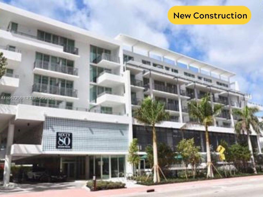 A modern, multi-story white residential building with balconies and palm trees in front — 6080 Collins Avenue, Miami Beach FL 33140, MIAMI BEACH, FL