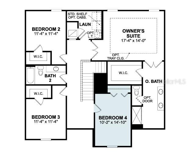 This is a floor plan for the second level of a home featuring four bedrooms — 9501 VIBRANT LANE, VENICE, FL
