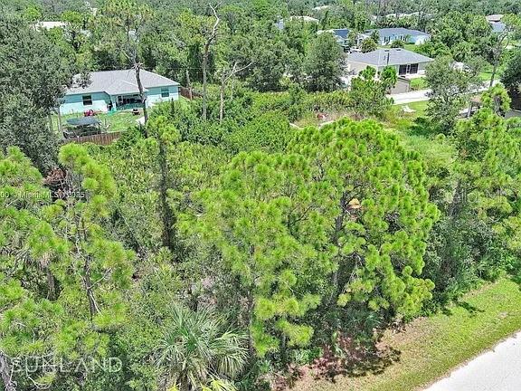 An aerial view shows a wooded lot with a house in the background — 11944 BROOKSIDE AVENUE, PORT CHARLOTTE, FL