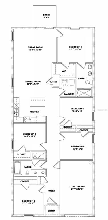This is a floor plan for a single-story house with four bedrooms and a garage — 12415 HOPSCOTCH AVENUE, PARRISH, FL