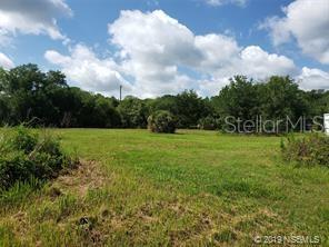 A wide, grassy, vacant lot is surrounded by dense trees under a partly cloudy sky — 618 INGHAM ROAD, NEW SMYRNA BEACH, FL