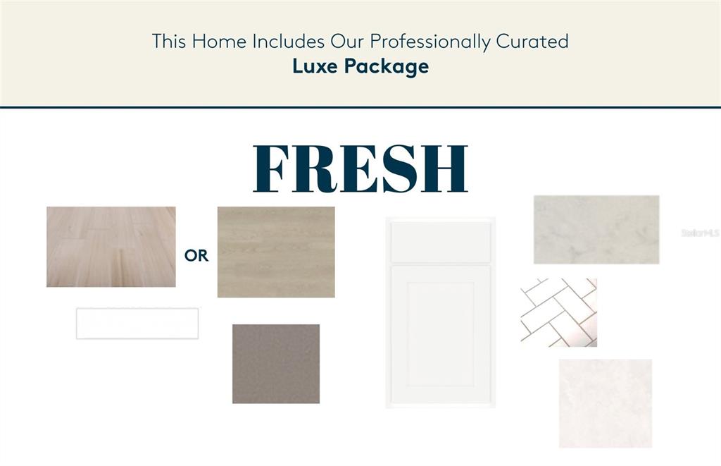 This is a digital rendering showing interior design finish options for a home — 8572 SW 65TH STREET ROAD, OCALA, FL
