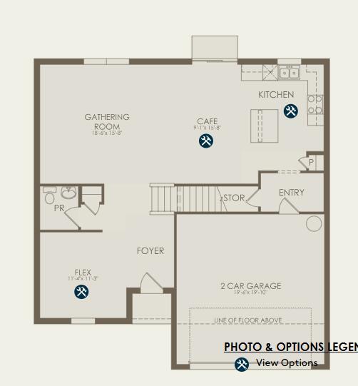 This is a floor plan of a home's main level featuring a garage and kitchen — 1248 Caloosa Cove Drive, FL 33935, FL