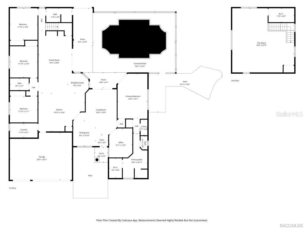 This is a floor plan showing the layout of a house with two levels — 10 BOXLEAF COURT S, HOMOSASSA, FL