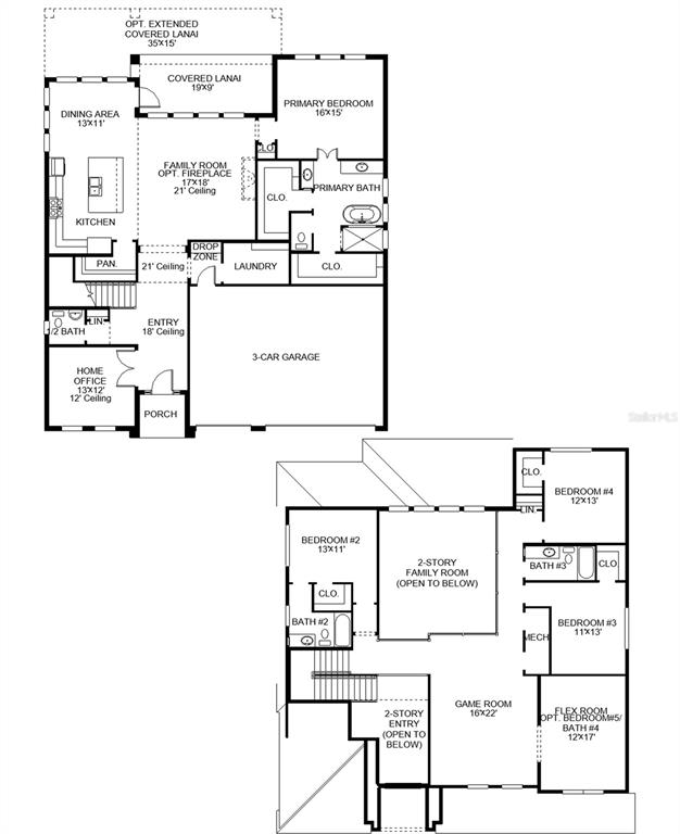This is a two-story floor plan showing a home with a garage and multiple bedrooms — 3617 COUNTRY VIEW COURT, BRADENTON, FL