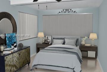 This is a digital rendering of a bedroom featuring a bed, nightstands, and a dresser — 165 SE 4 AVENUE # 165, Deerfield Beach FL 33441, DEERFIELD BEACH, FL