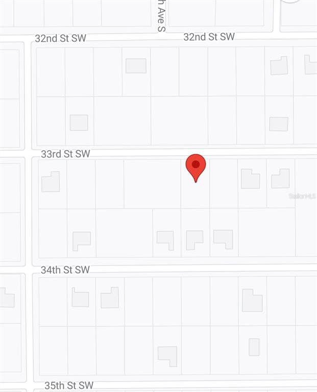 This is a map showing a red location pin on a residential street grid — 2509 33RD STREET SW, LEHIGH ACRES, FL