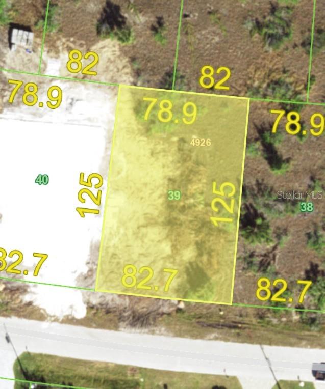 This is a map showing the dimensions and layout of a rectangular residential lot — 15357 TAURUS CIRCLE, PORT CHARLOTTE, FL