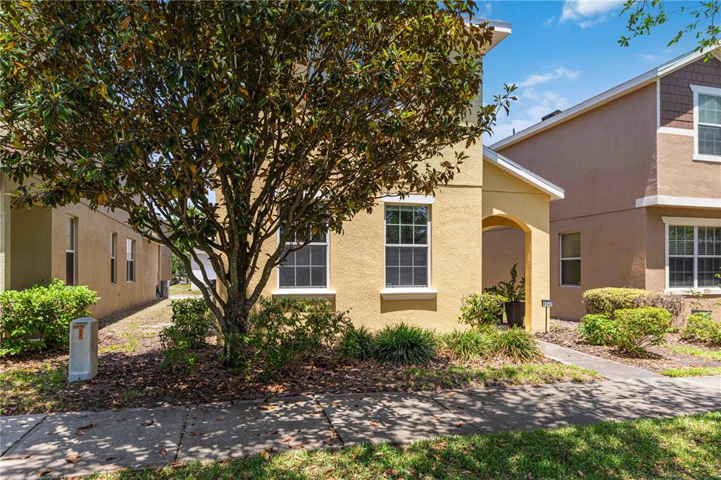 A yellow two-story house with a large tree in the front yard — 9040 ASPEN HOLLOW PLACE, RIVERVIEW, FL