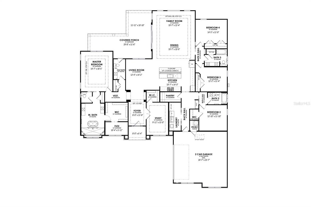 This floor plan shows a single-story house with four bedrooms, a garage, and a porch — 14759 SW 9TH LANE, NEWBERRY, FL
