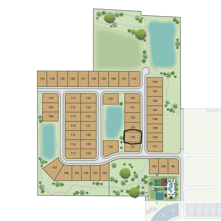 This is a site map showing the layout of residential lots, ponds, and community amenities — 14759 SW 9TH LANE, NEWBERRY, FL